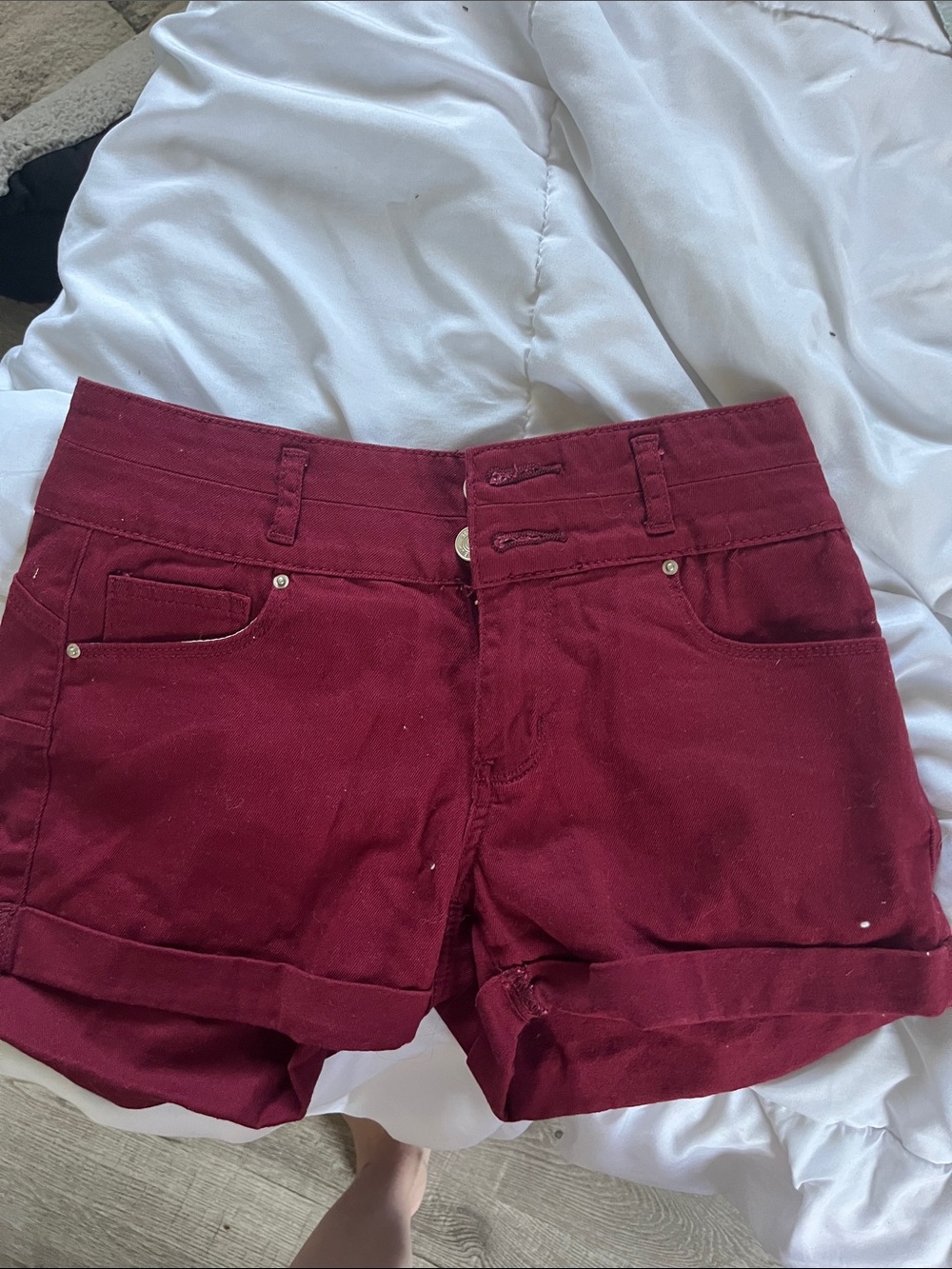 Style & Co. High-Waist Burgundy Rolled-Hem Shorts